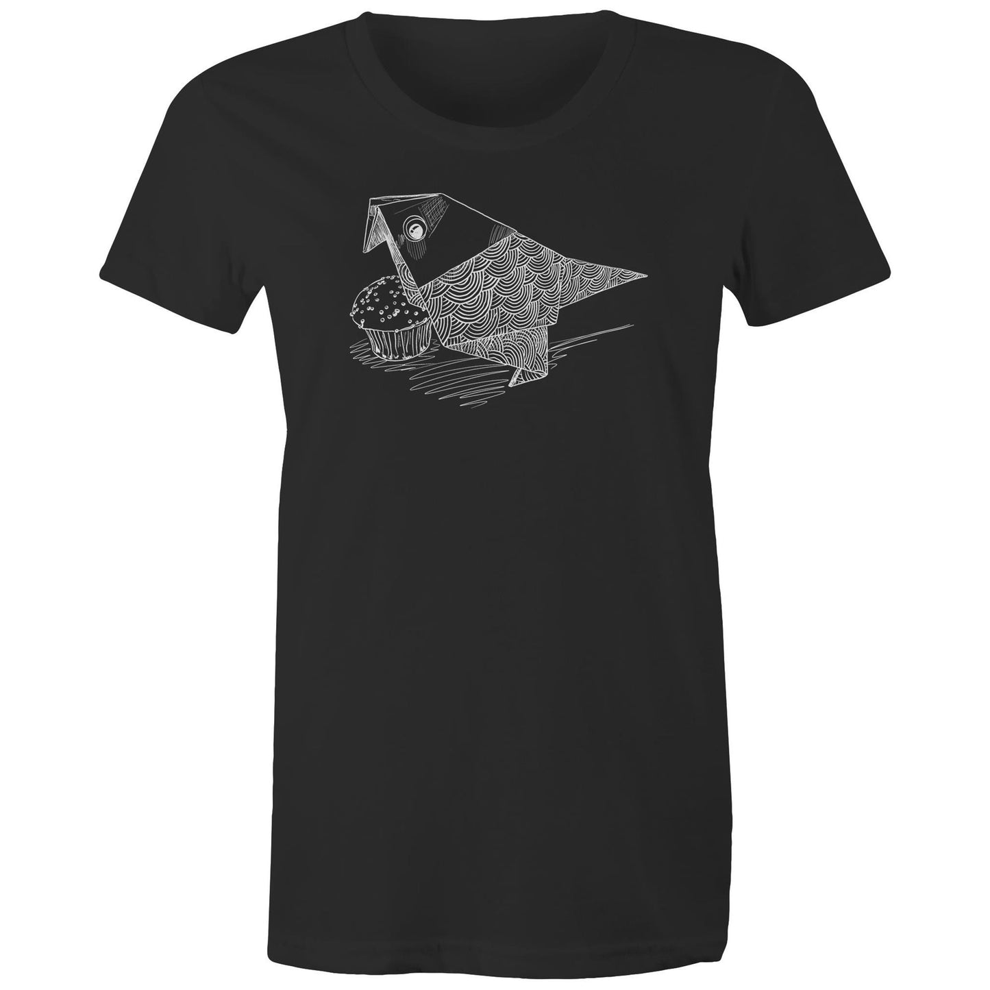 women’s tee origami bird with cake
