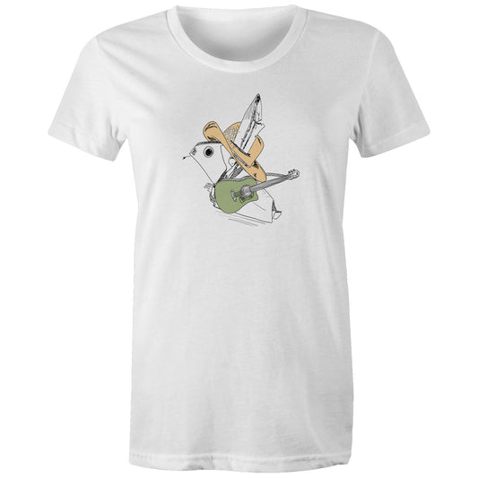women’s tee green guitar origami cowboy