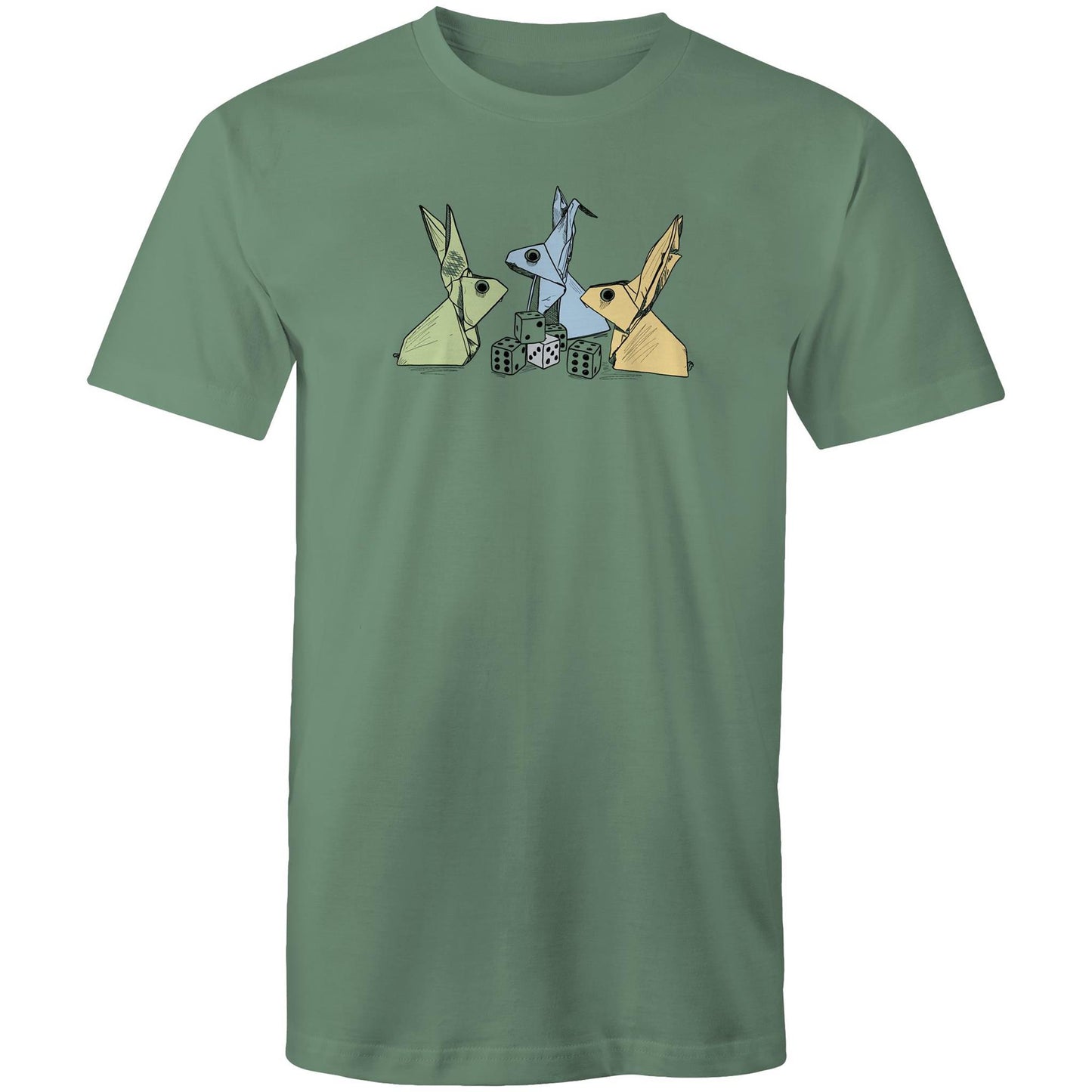 men’s tee origami rabbits with dice remix