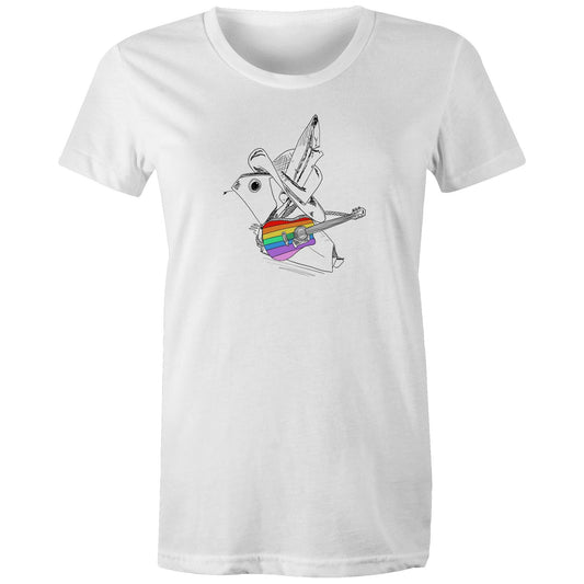 women’s tee origami rainbow cowboy