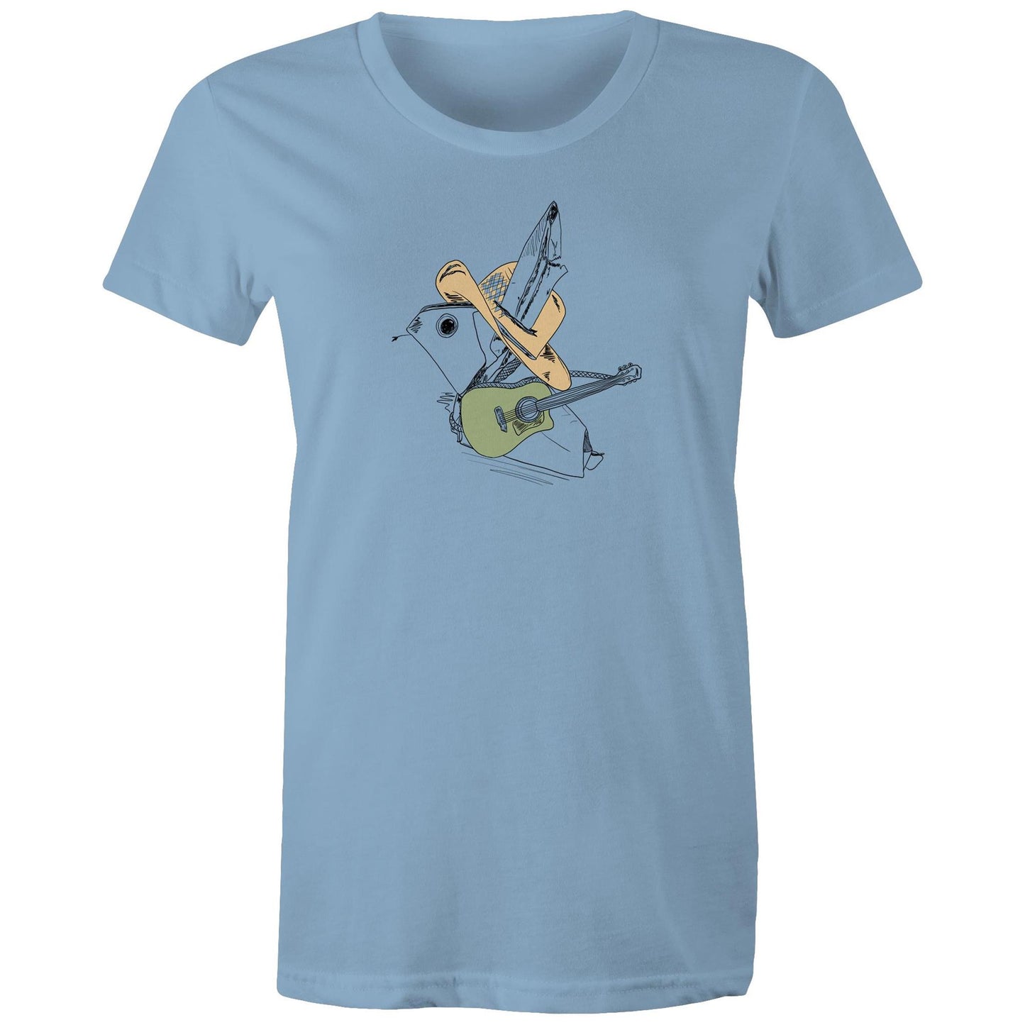 women’s tee green guitar origami cowboy