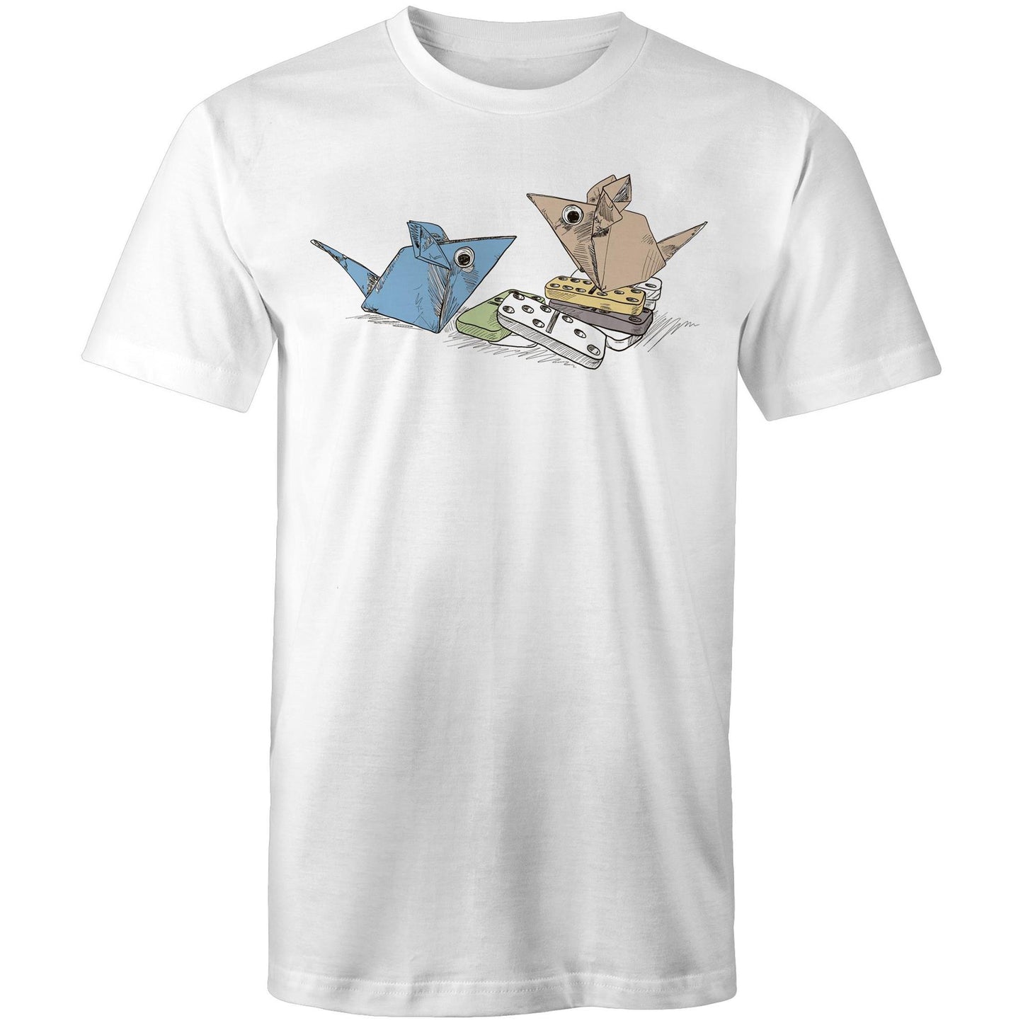 men’s tee origami mice with dominoes remix