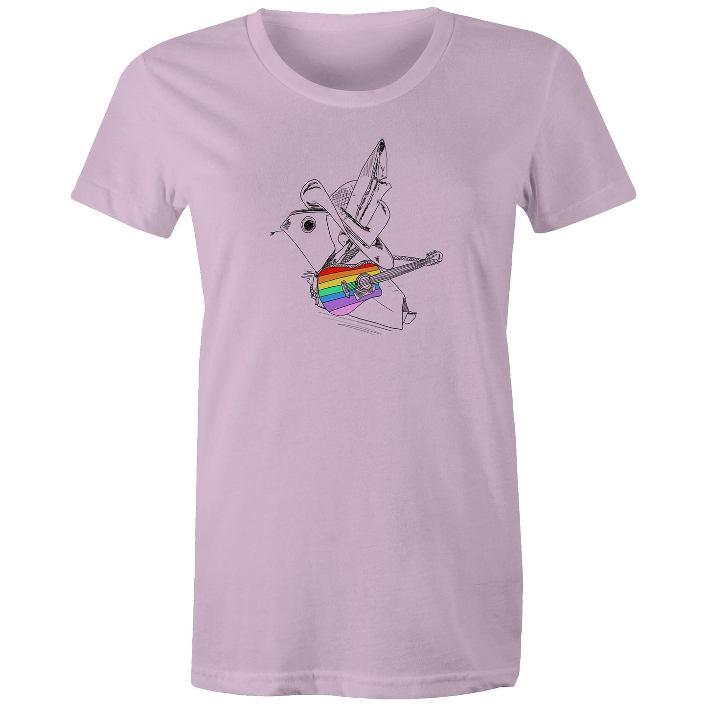 women’s tee origami rainbow cowboy