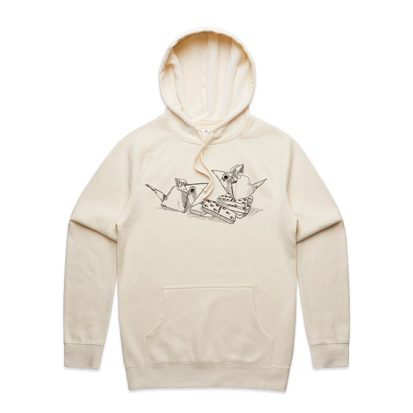 men’s hoodie origami mice with dominoes