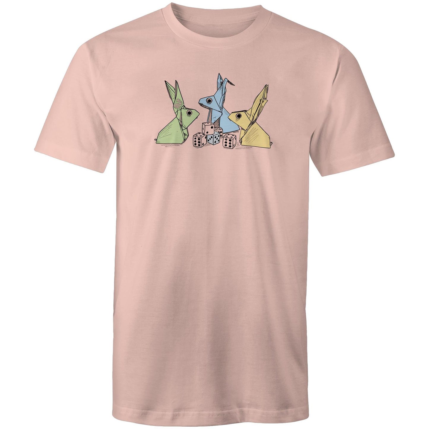 men’s tee origami rabbits with dice remix