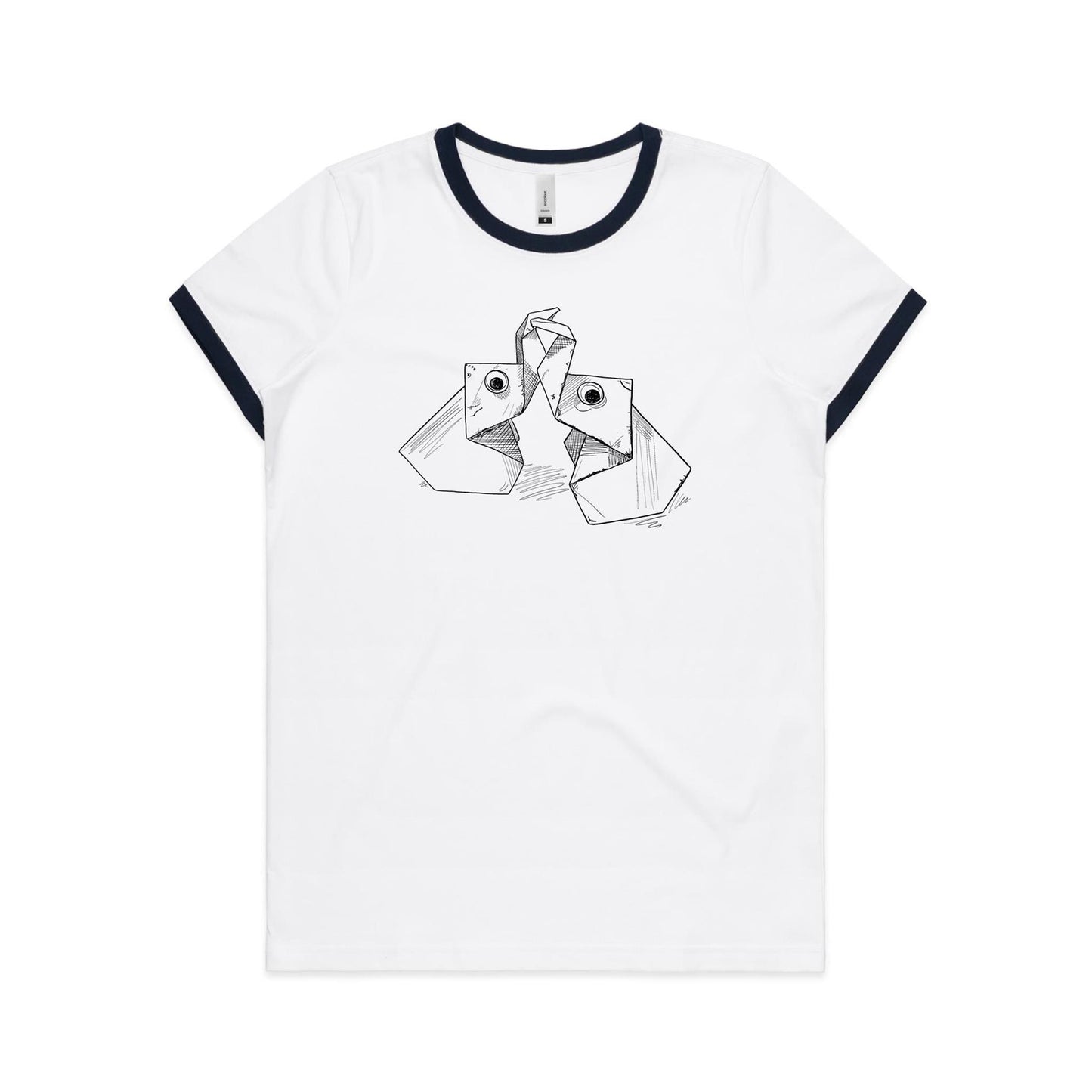 women’s ringer tee the origami elephants