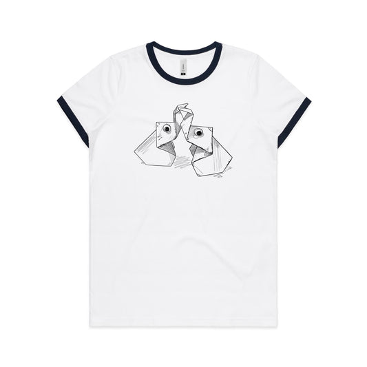 women’s ringer tee the origami elephants