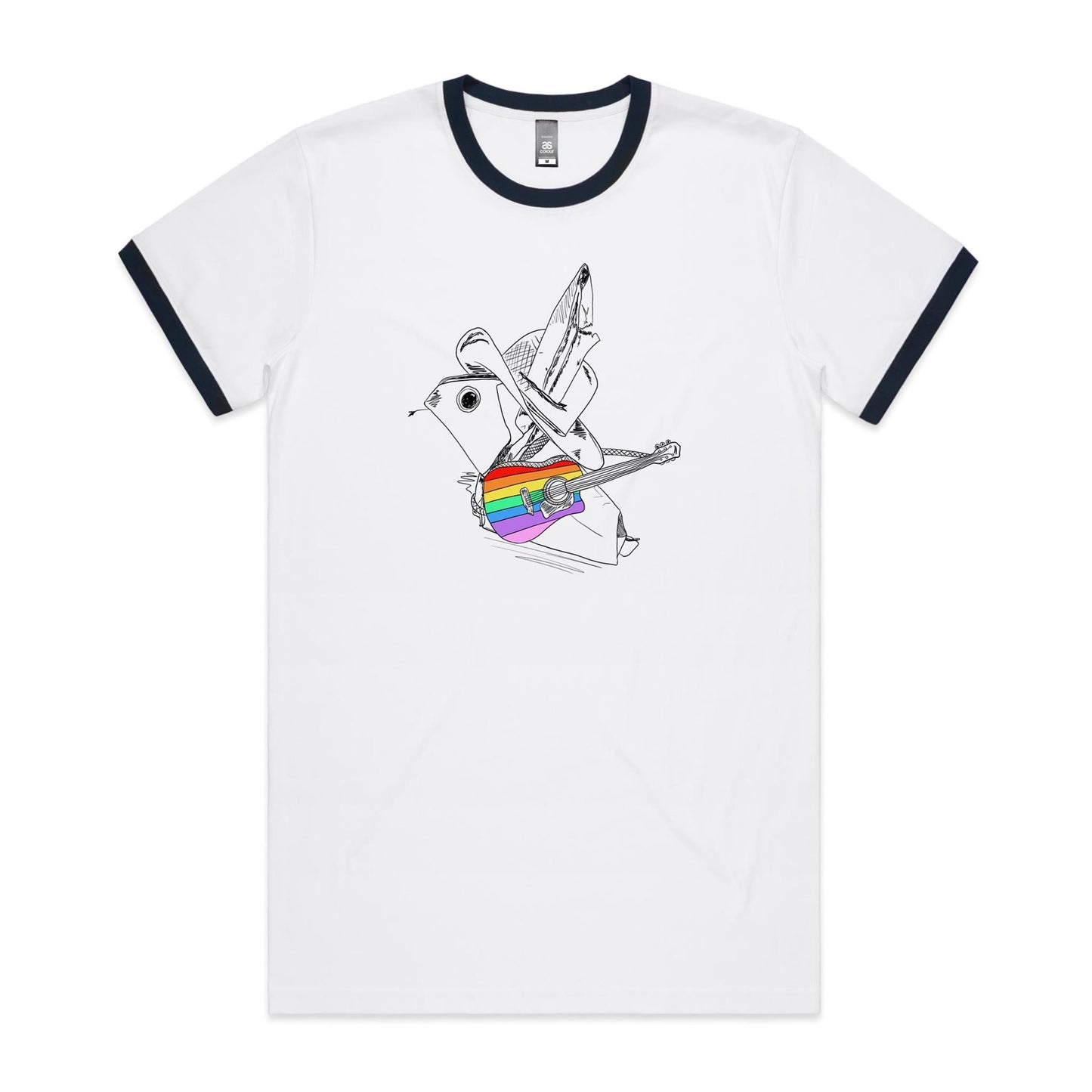 men’s ringer tee origami rainbow cowboy