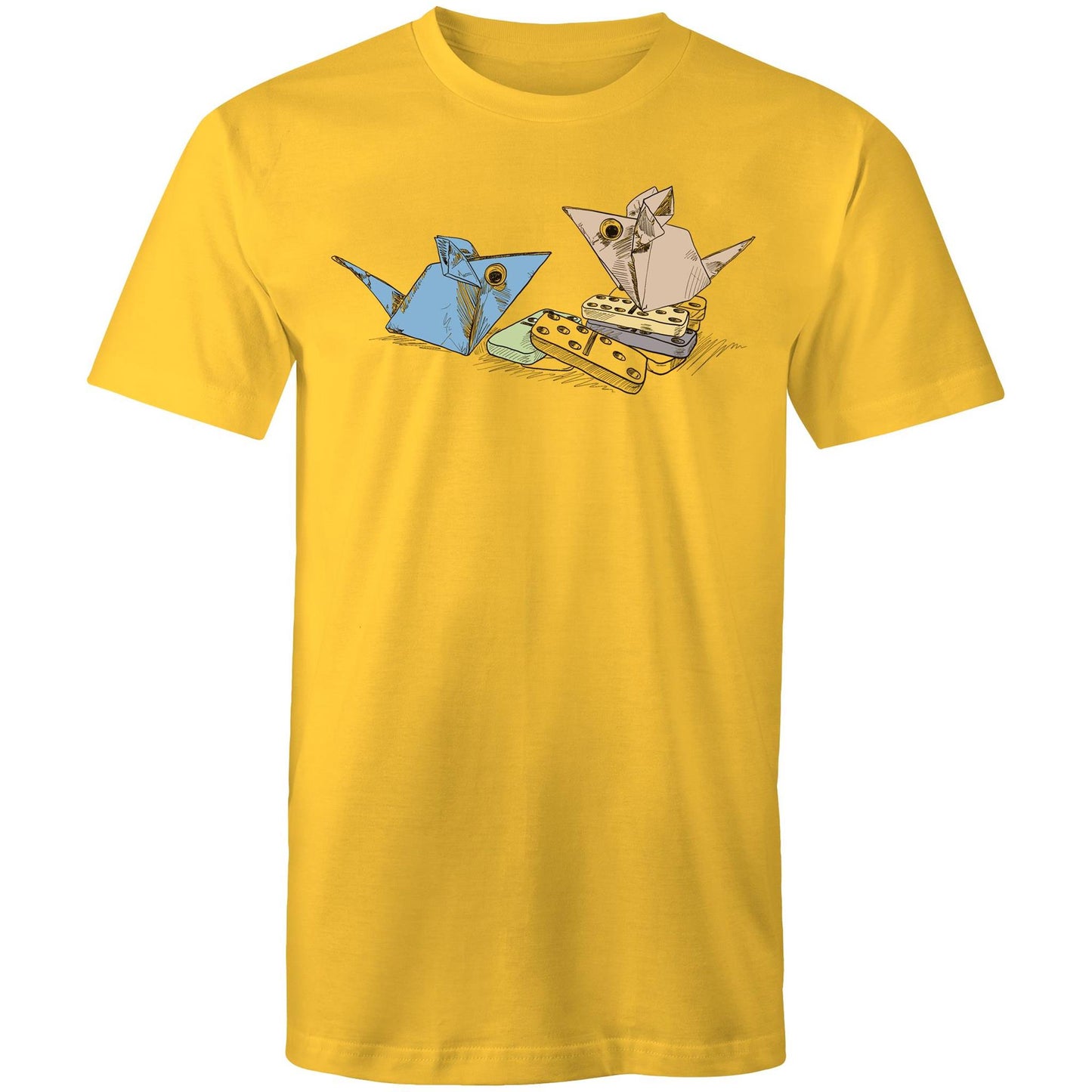 men’s tee origami mice with dominoes remix