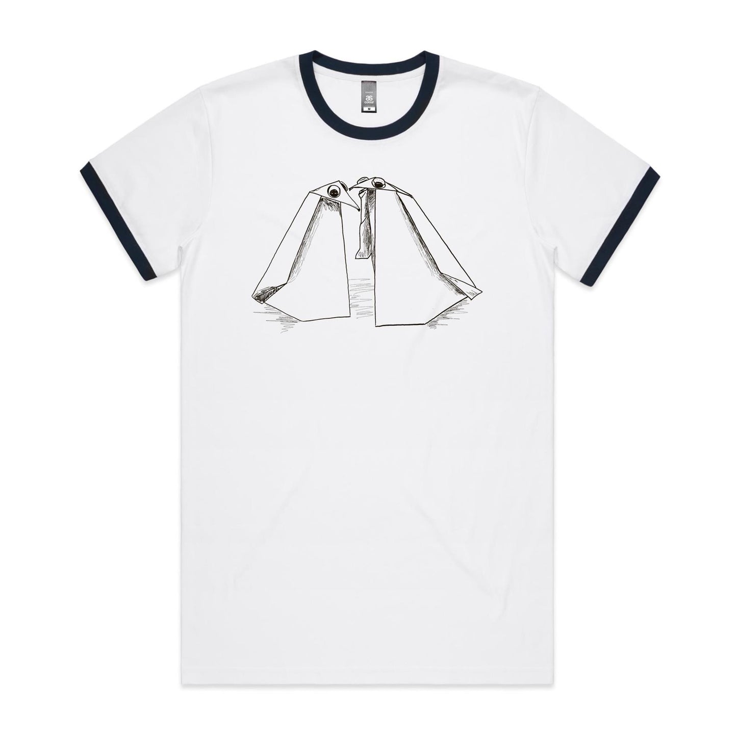 men’s ringer tee origami penguin pals
