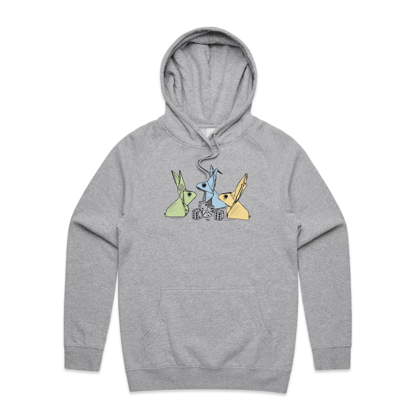 men’s hoodie origami rabbits with dice remix