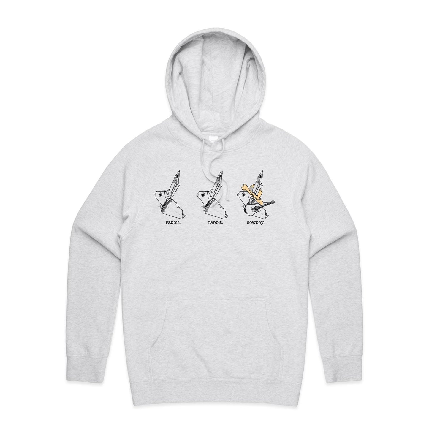 men’s hoodie origami rabbit rabbit cowboy