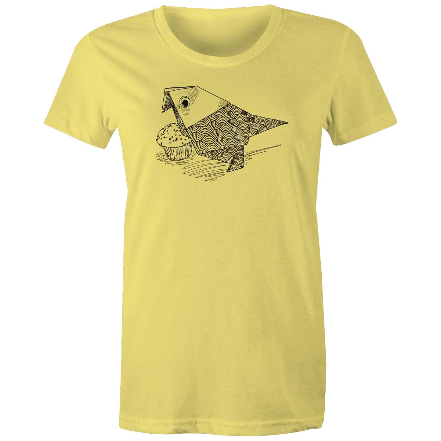 women’s tee origami bird with cake