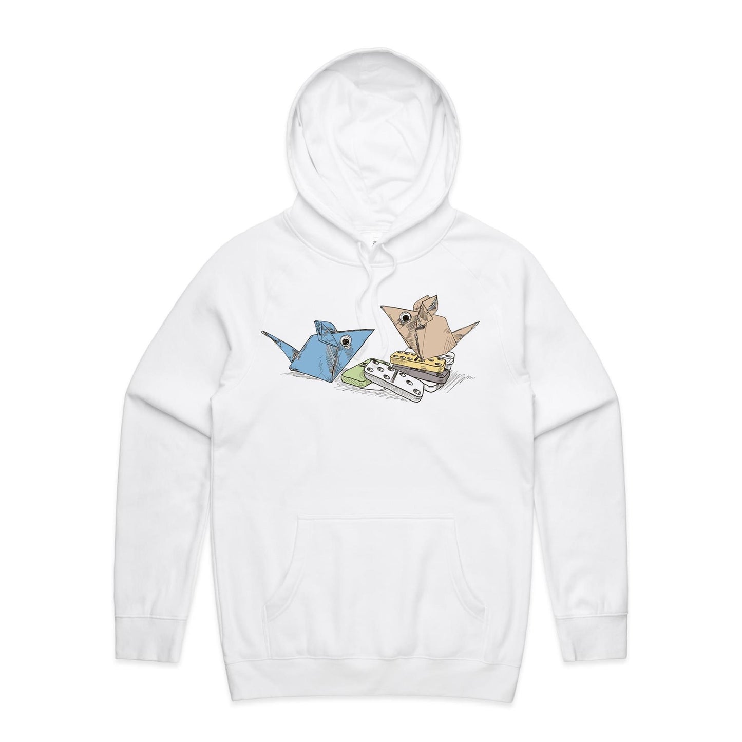 men’s hoodie origami mice with dominoes remix
