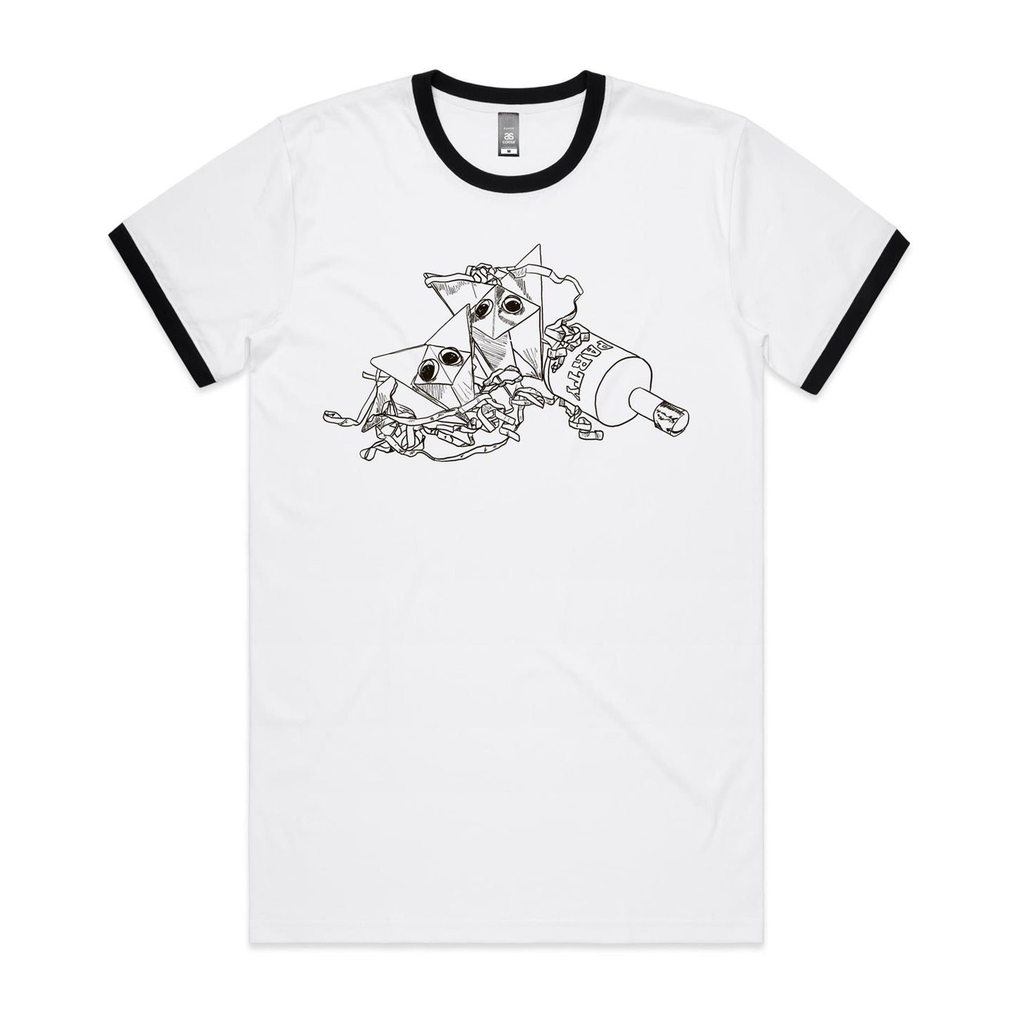 men’s ringer tee origami fox party