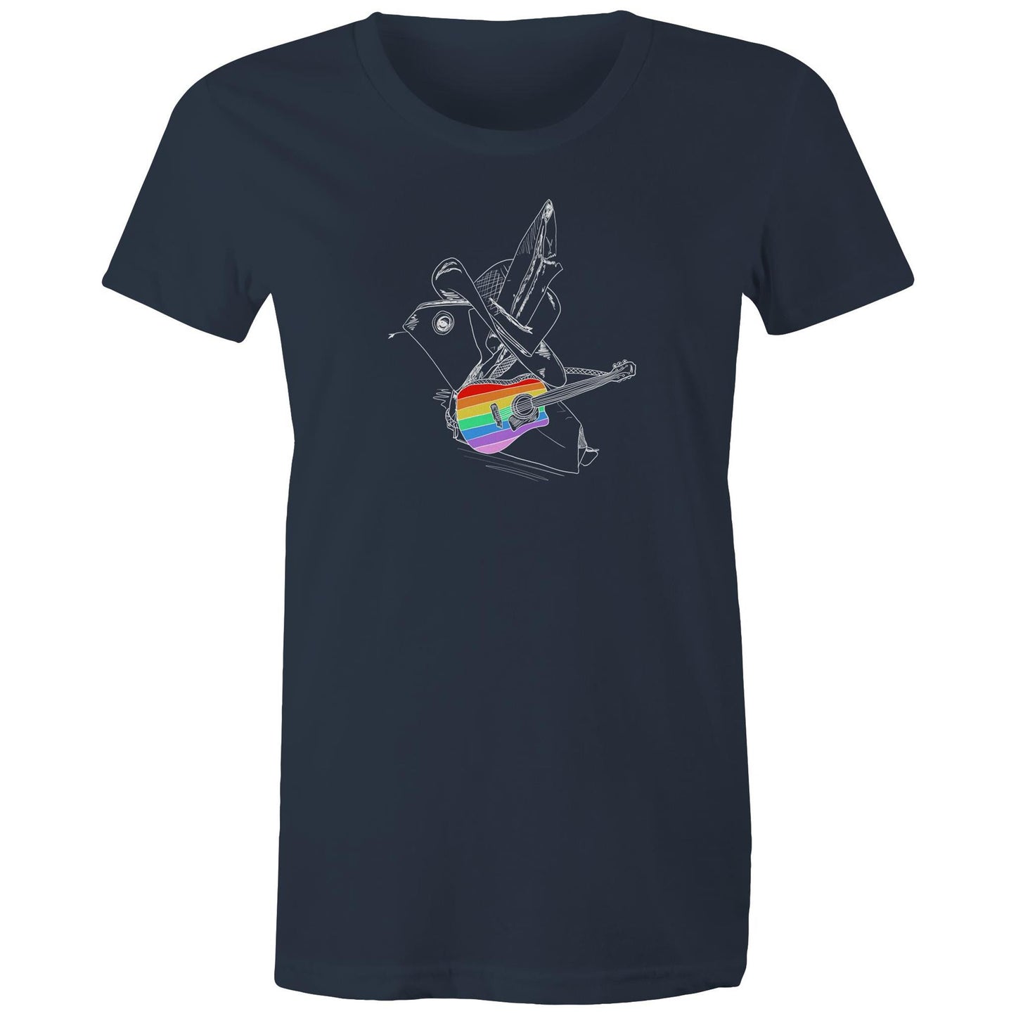 women’s tee origami rainbow cowboy