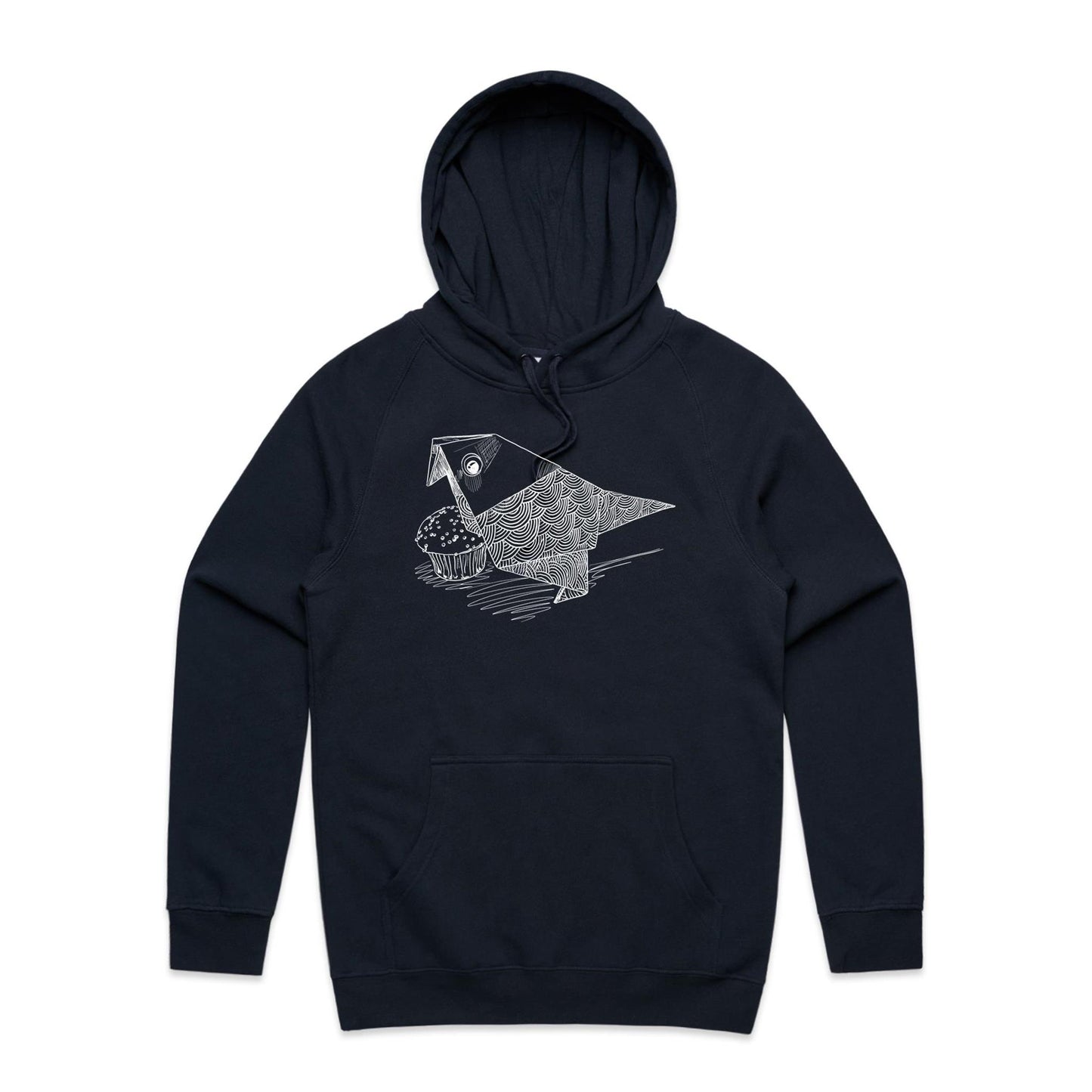 men’s hoodie origami bird with cake