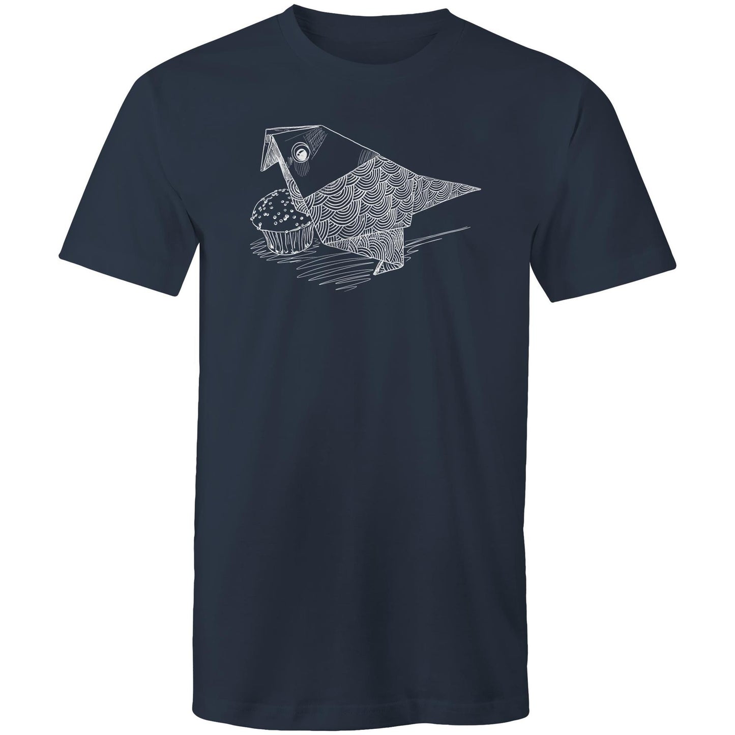 men’s tee origami bird with cake