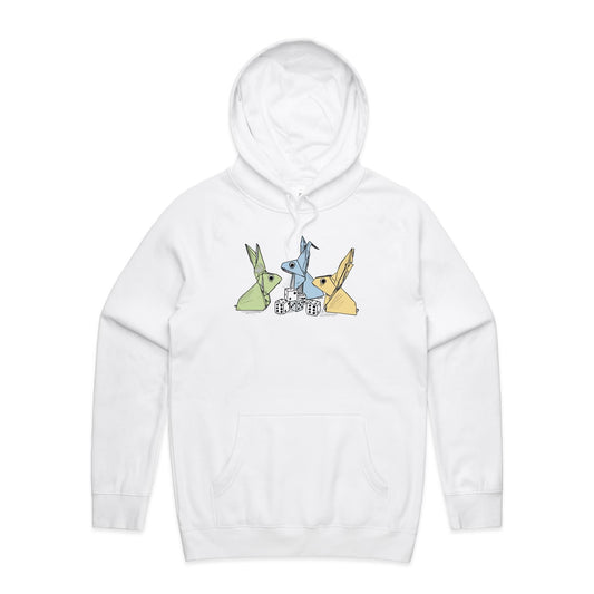 men’s hoodie origami rabbits with dice remix