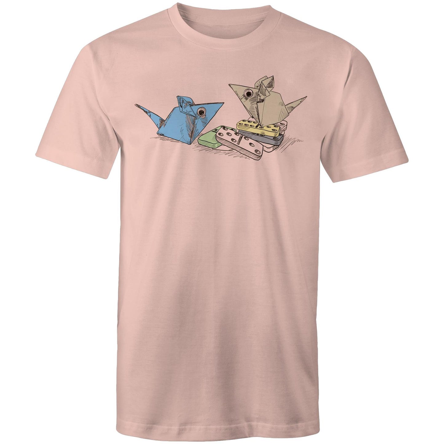 men’s tee origami mice with dominoes remix