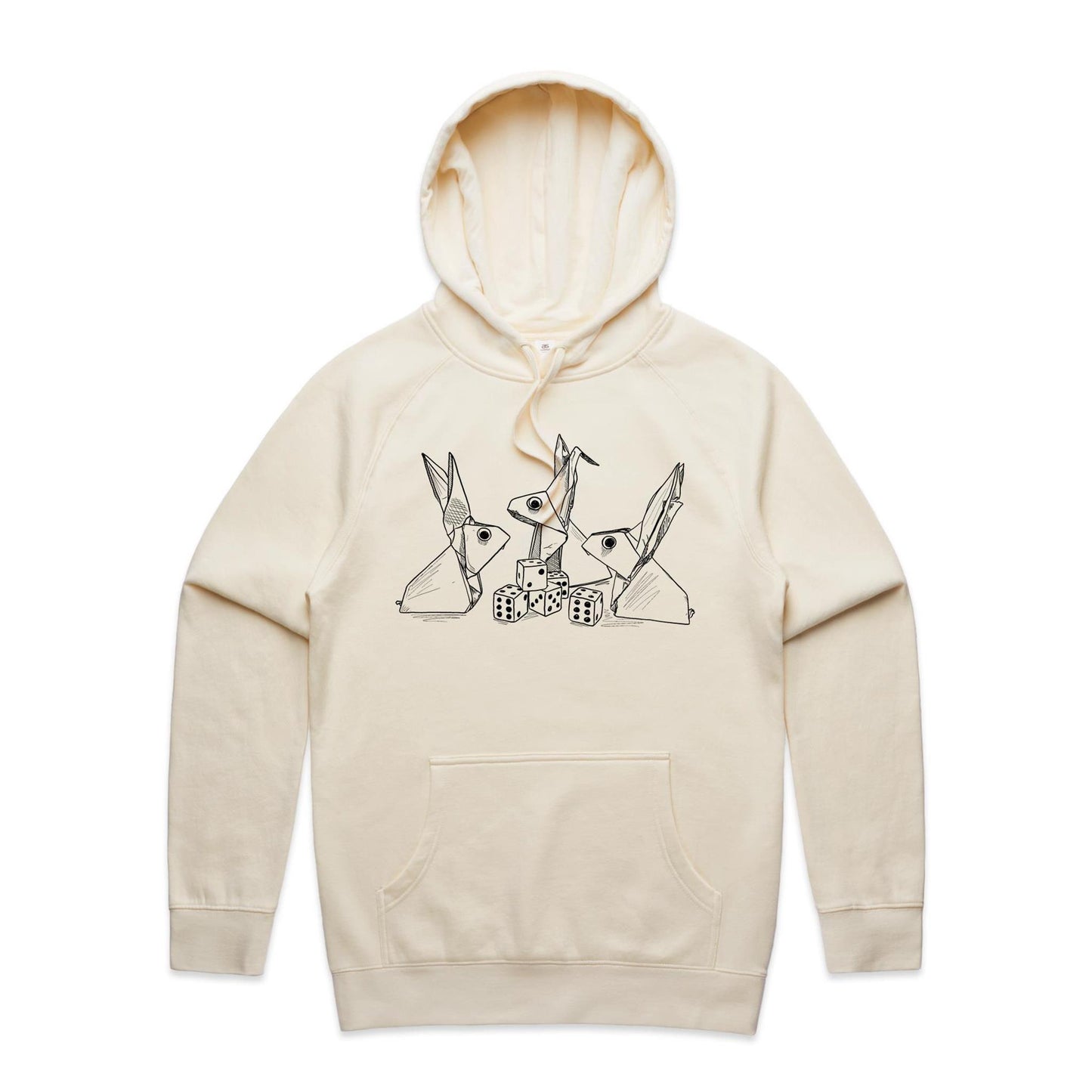 men’s hoodie origami rabbit with dice