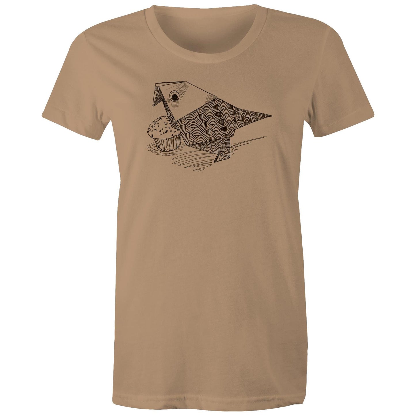 women’s tee origami bird with cake