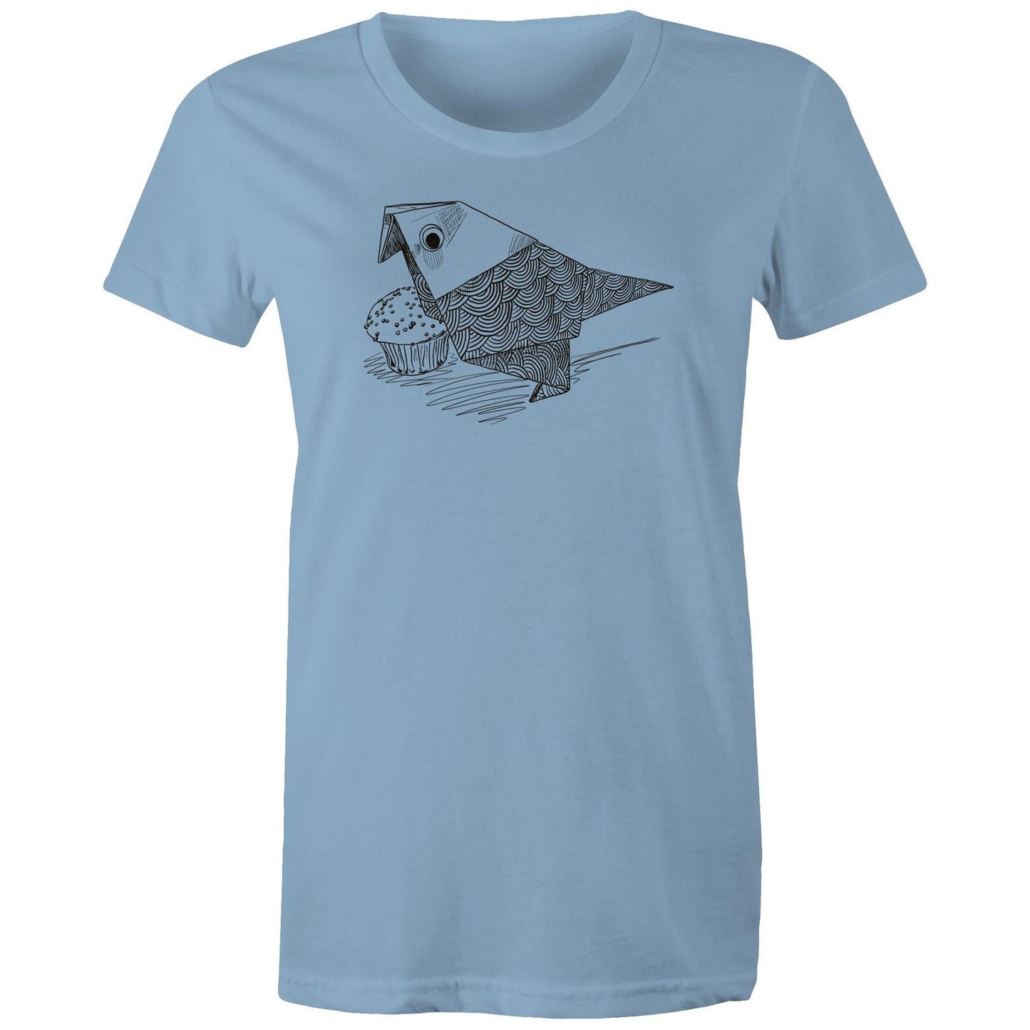 women’s tee origami bird with cake