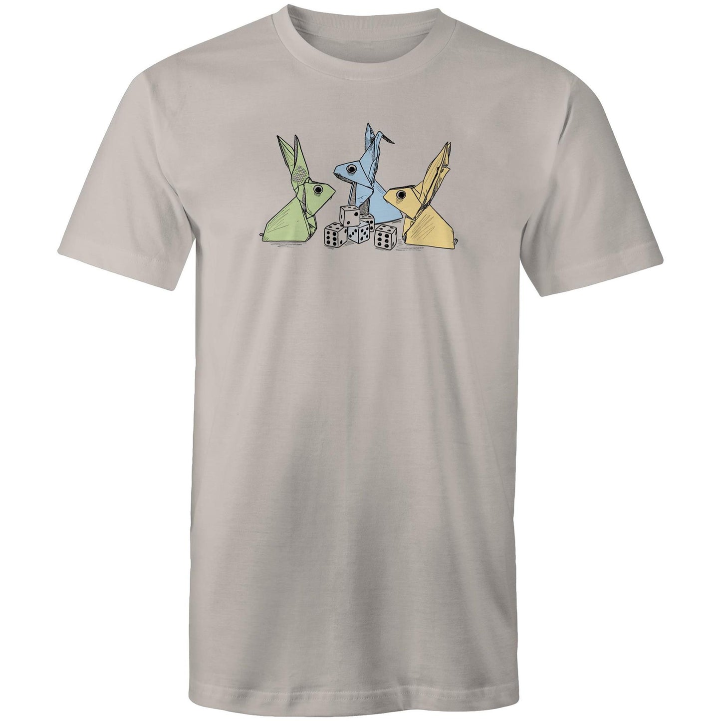 men’s tee origami rabbits with dice remix