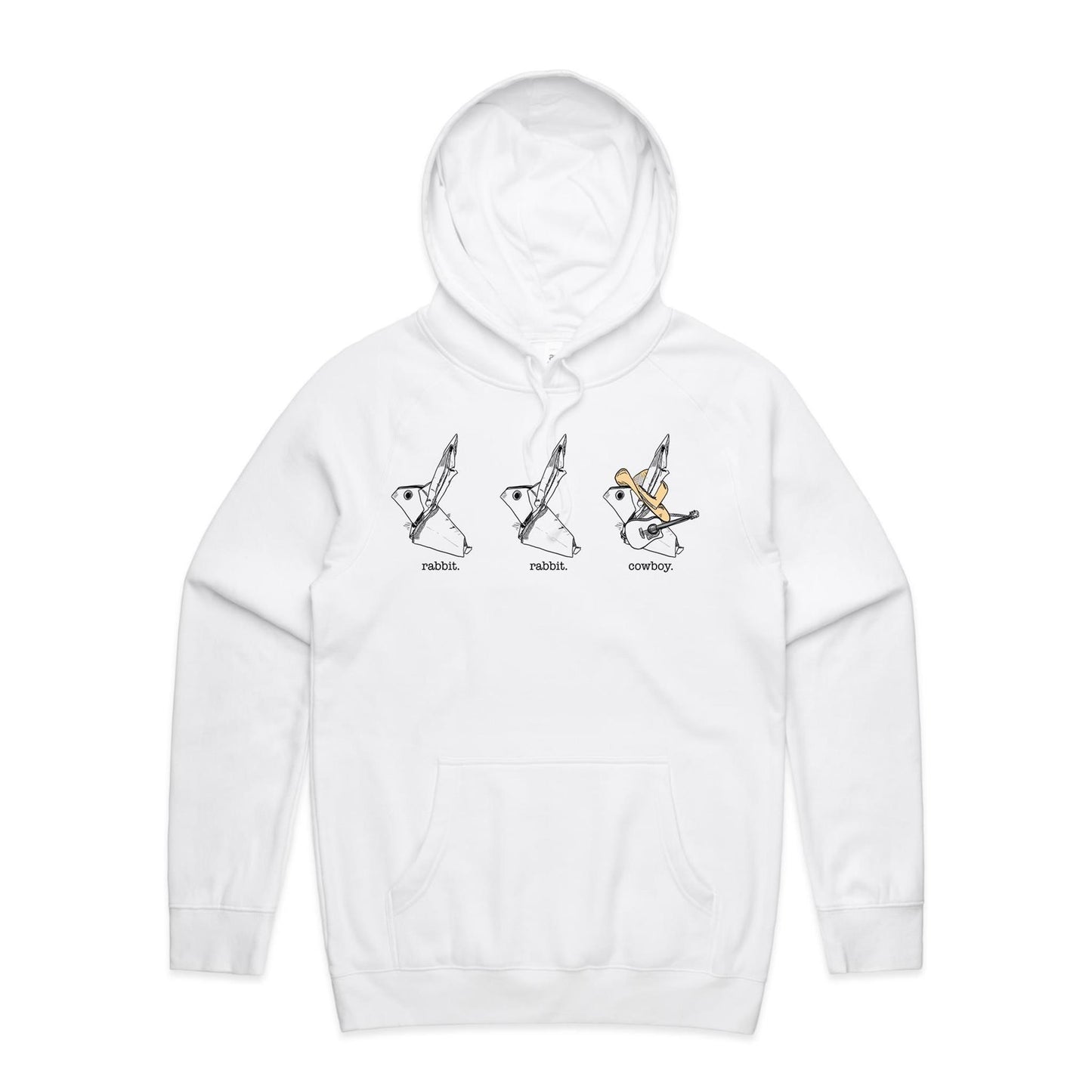 men’s hoodie origami rabbit rabbit cowboy