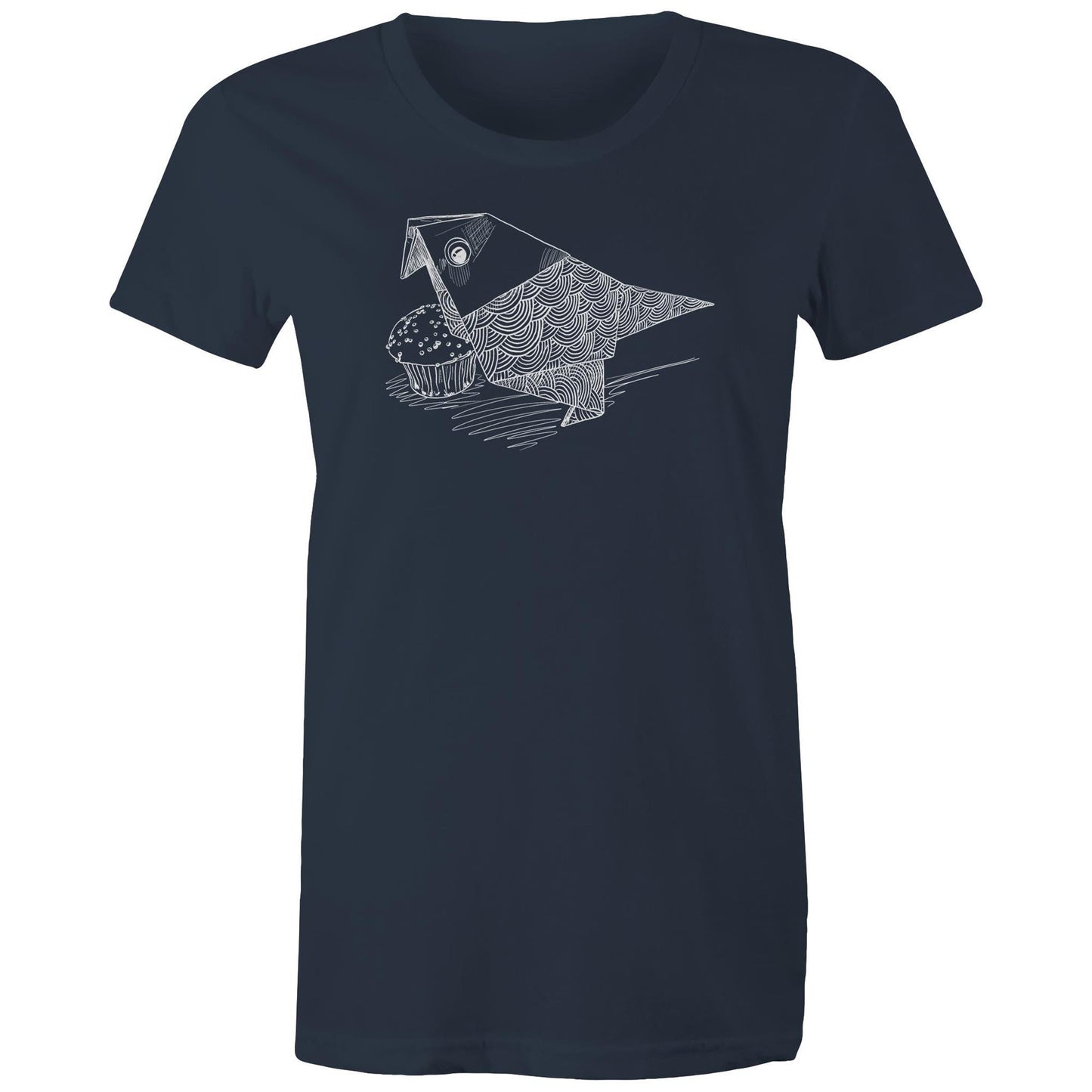 women’s tee origami bird with cake
