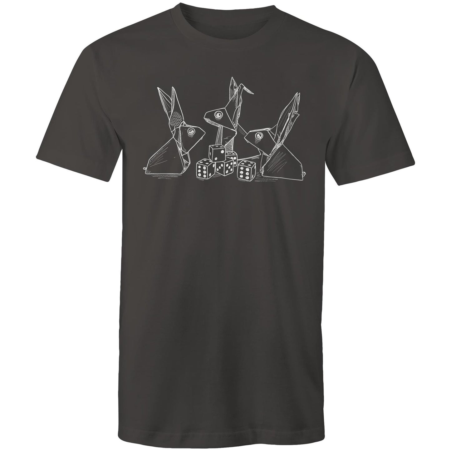 men’s tee origami rabbits with dice