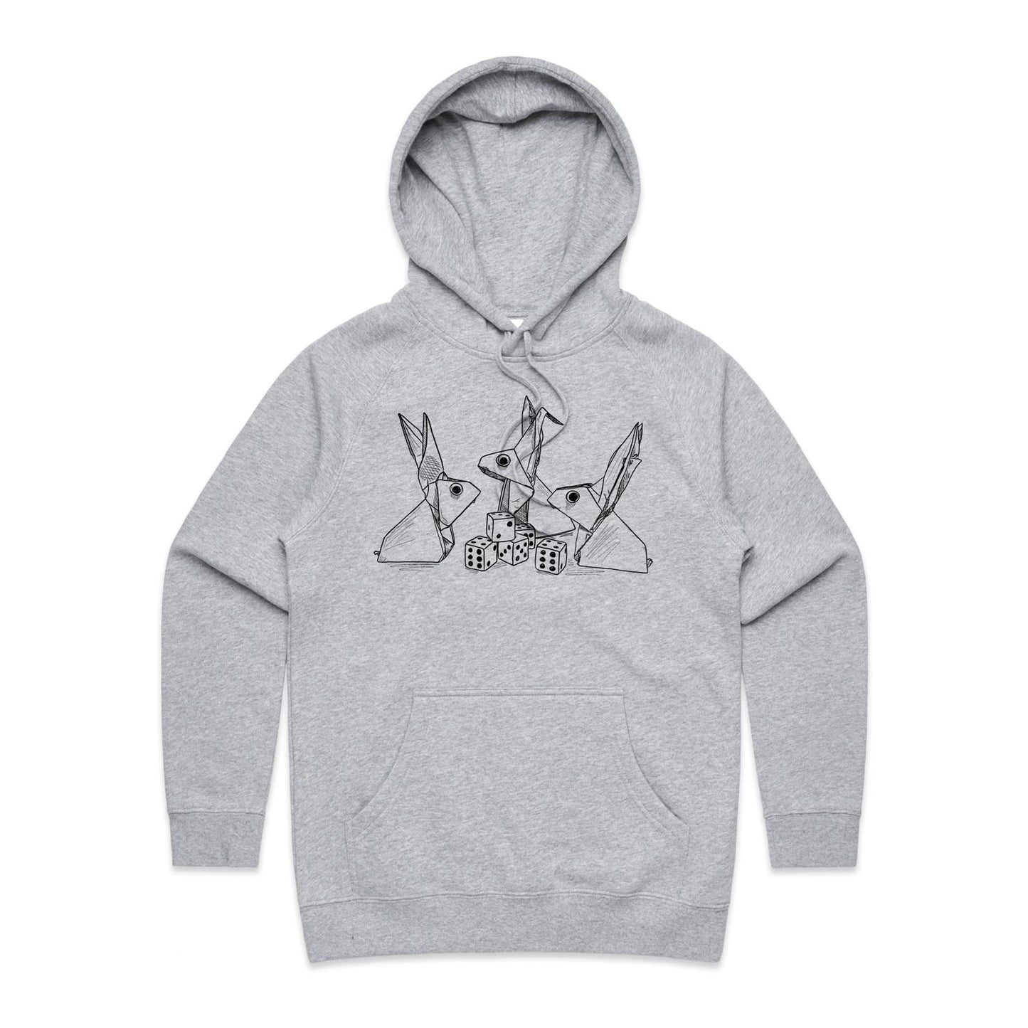 women’s hoodie origami rabbits with dice