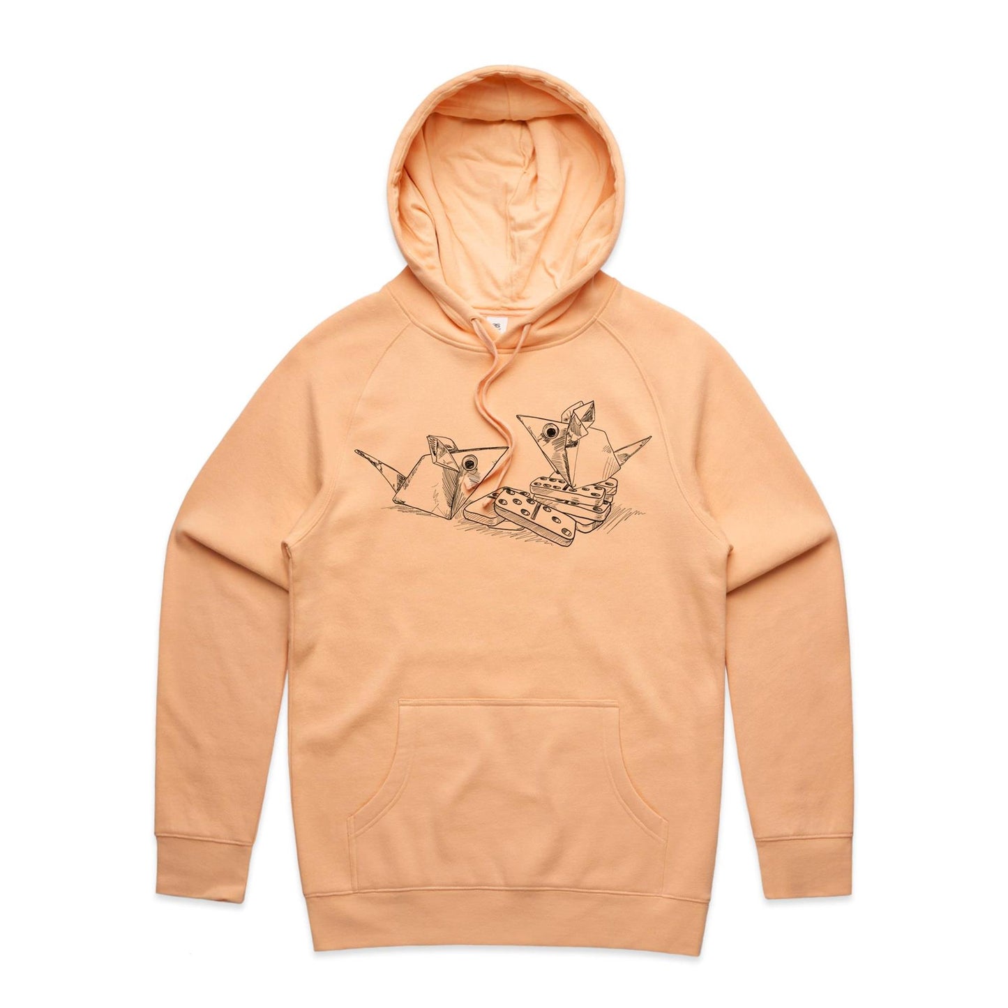 men’s hoodie origami mice with dominoes