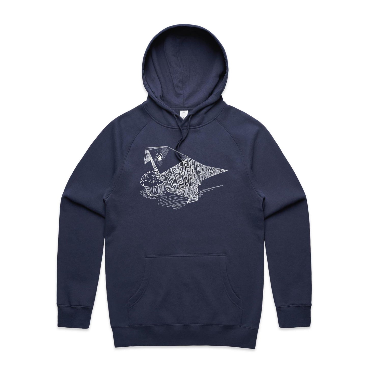 men’s hoodie origami bird with cake
