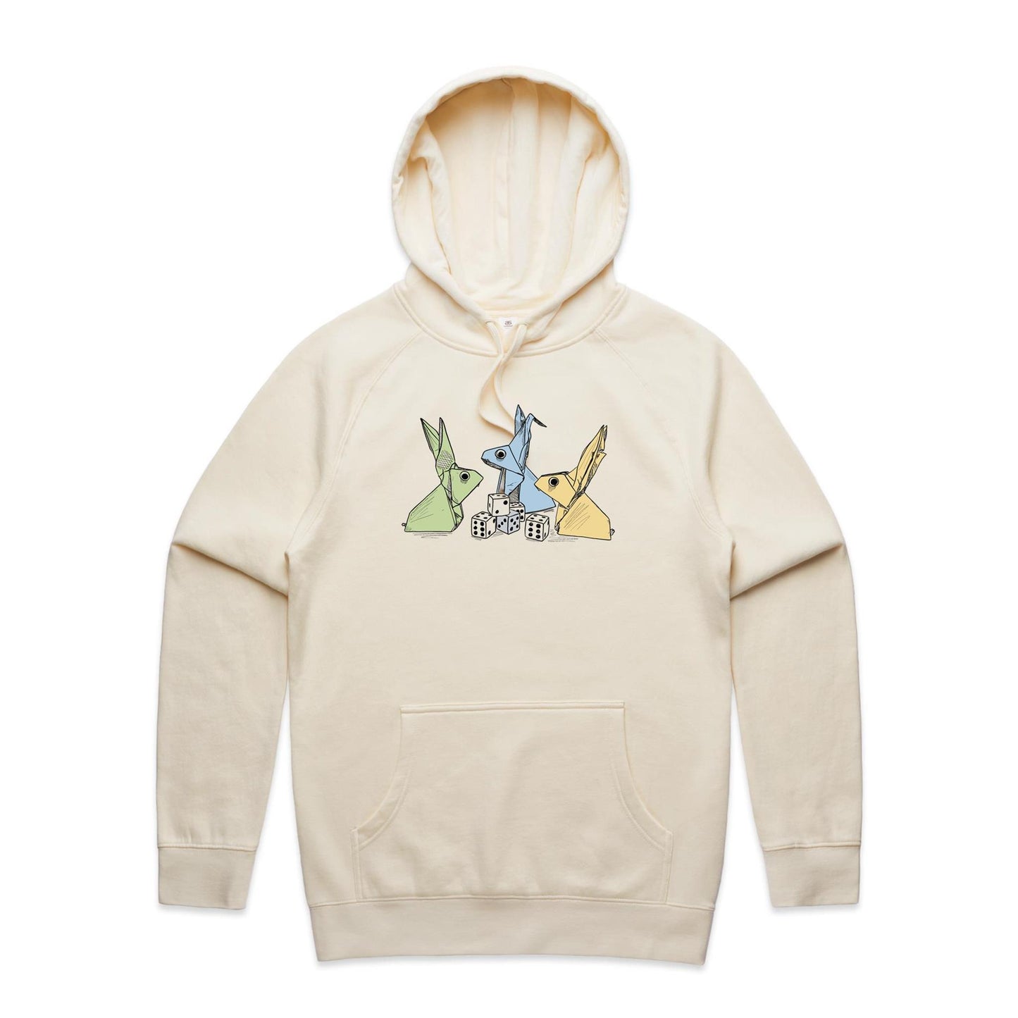 men’s hoodie origami rabbits with dice remix