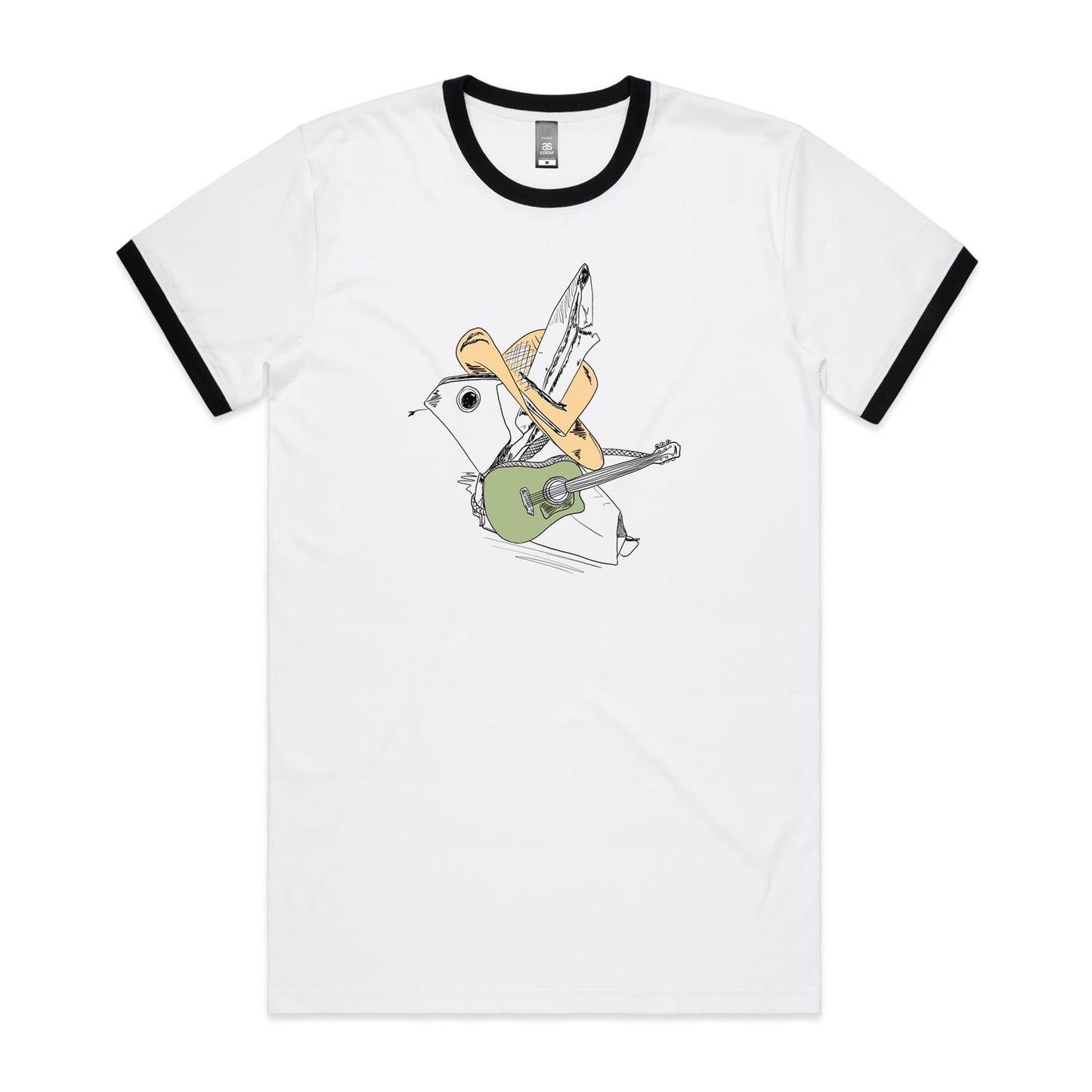 men’s ringer tee green guitar origami cowboy