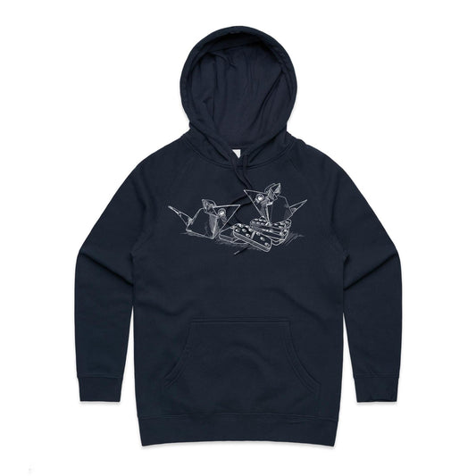 women’s hoodie origami mice with dominoes