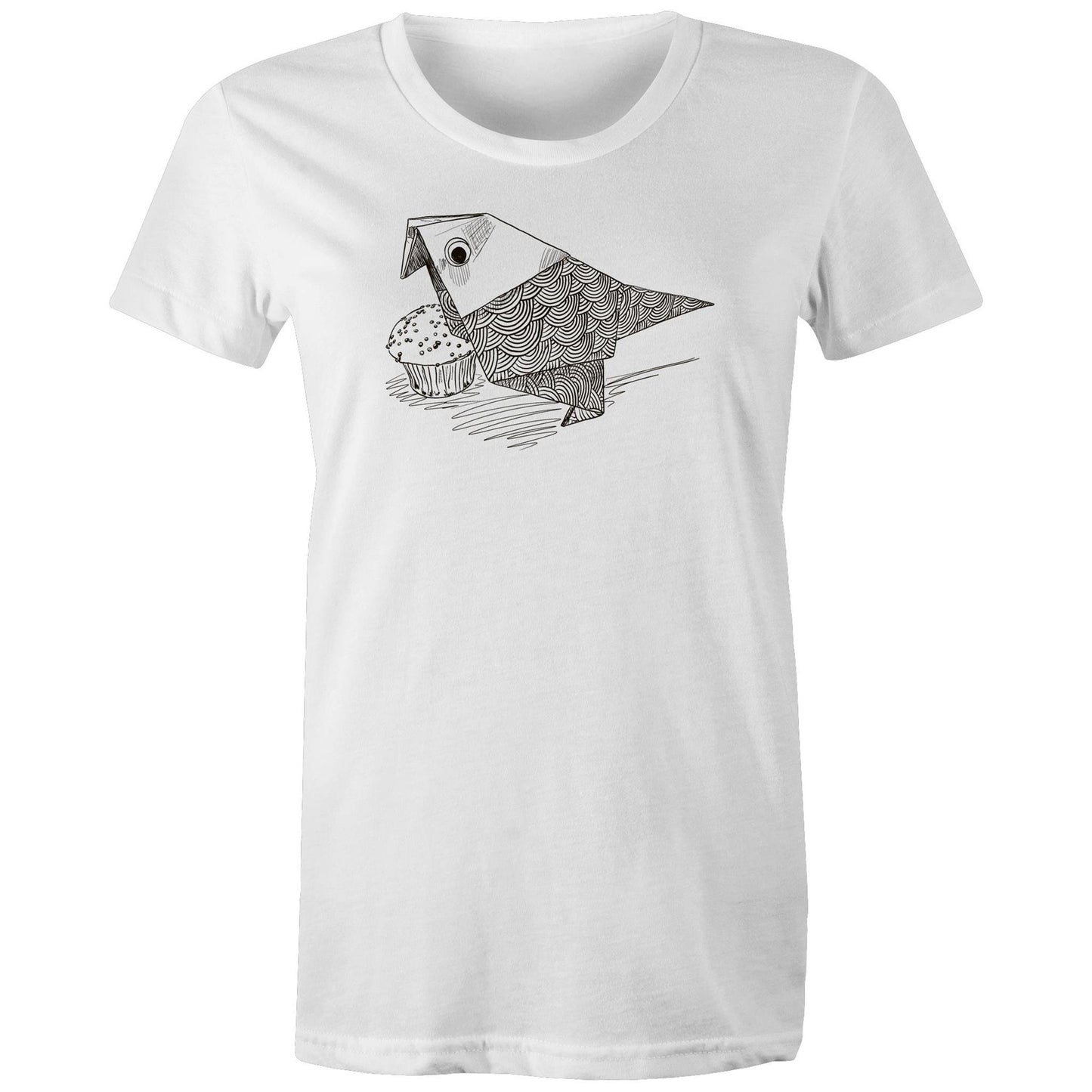 women’s tee origami bird with cake