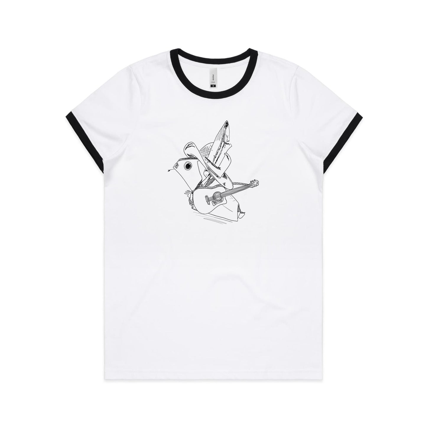 women’s ringer tee classic origami cowboy
