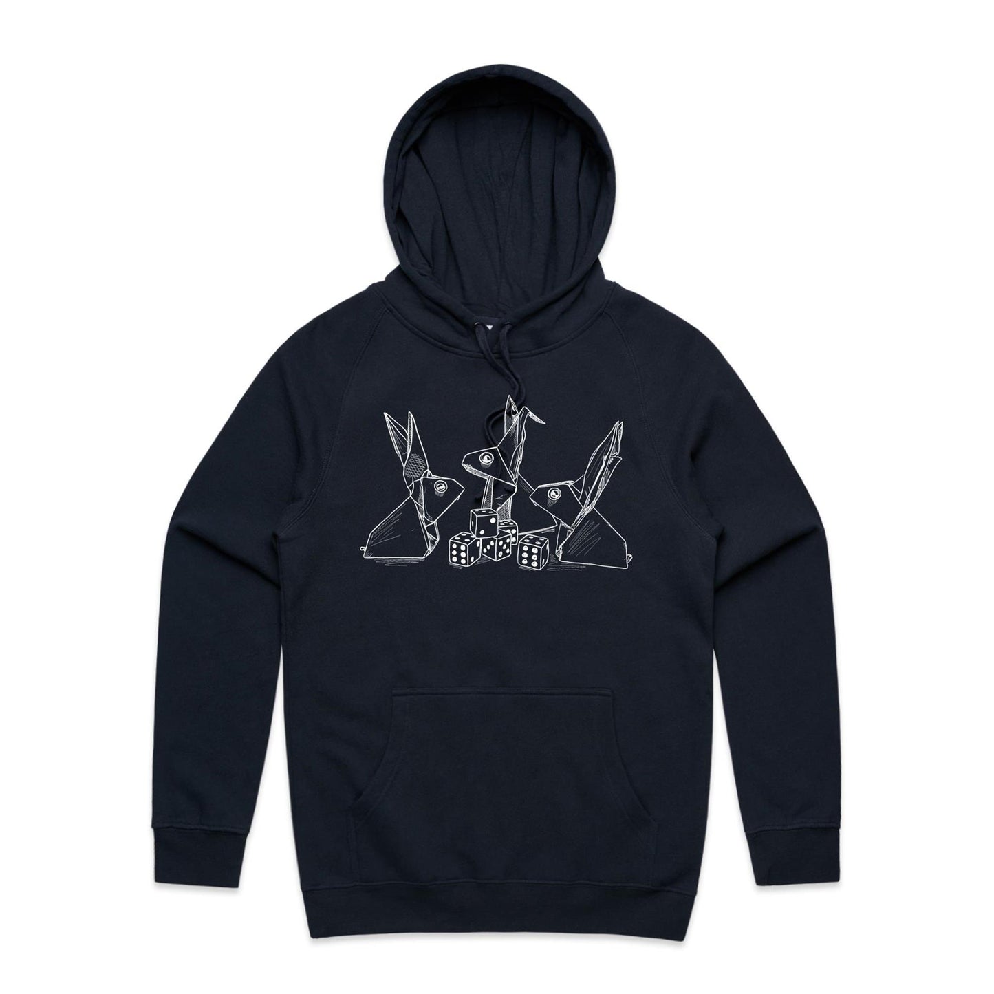 men’s hoodie origami rabbit with dice