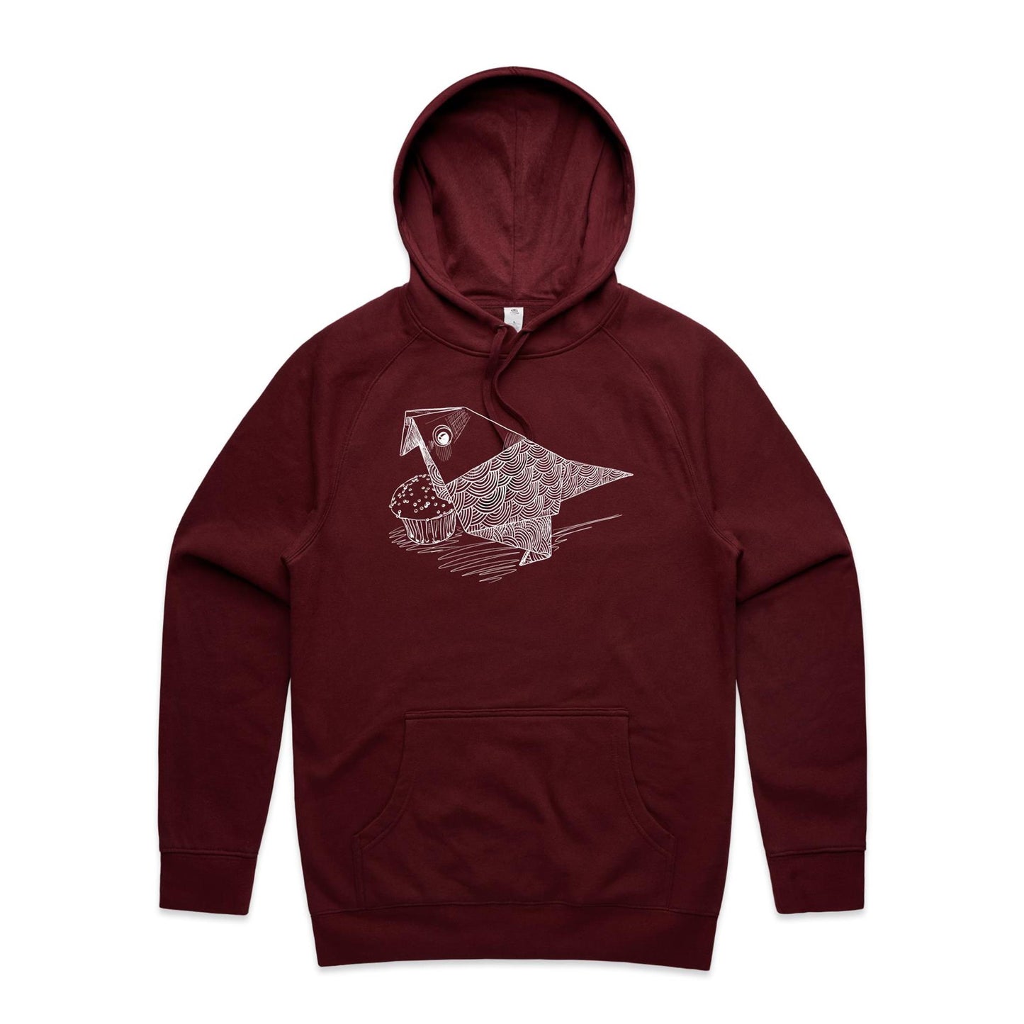 men’s hoodie origami bird with cake