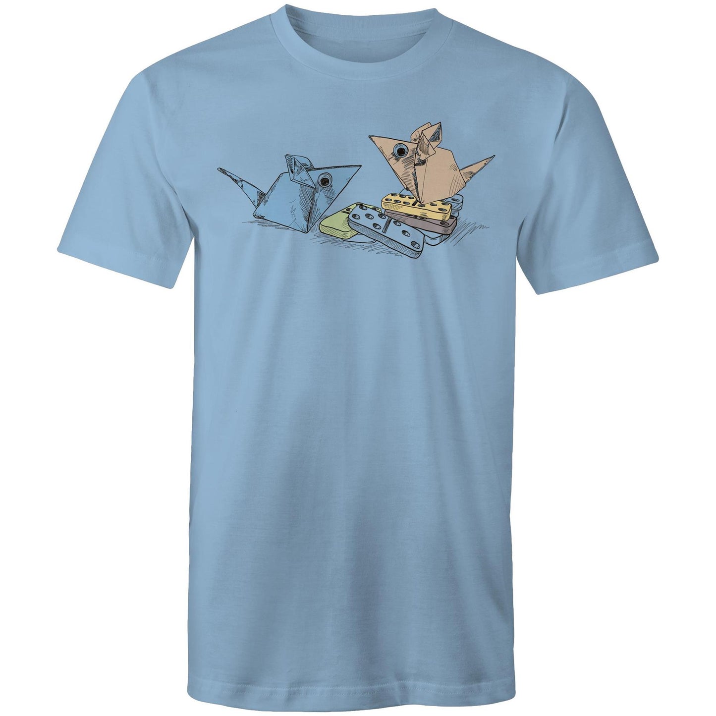 men’s tee origami mice with dominoes remix