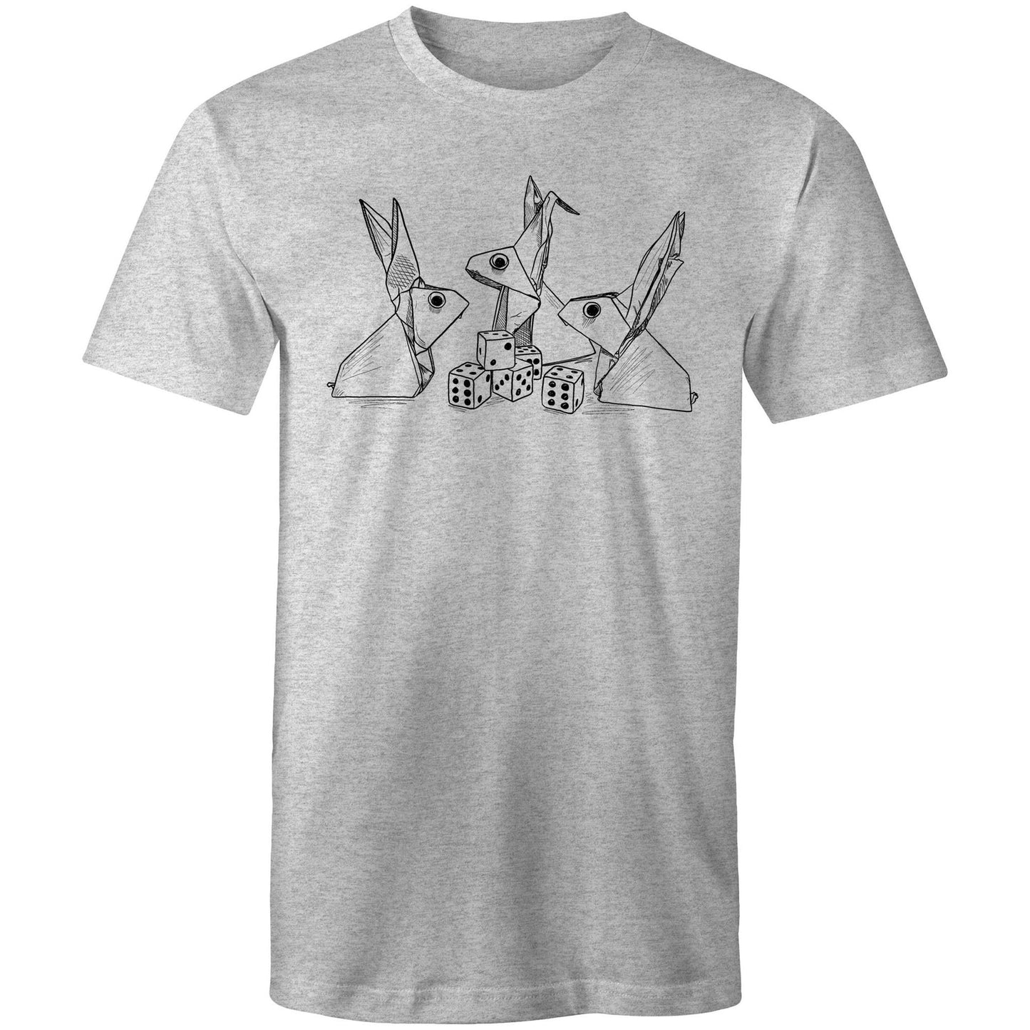 men’s tee origami rabbits with dice