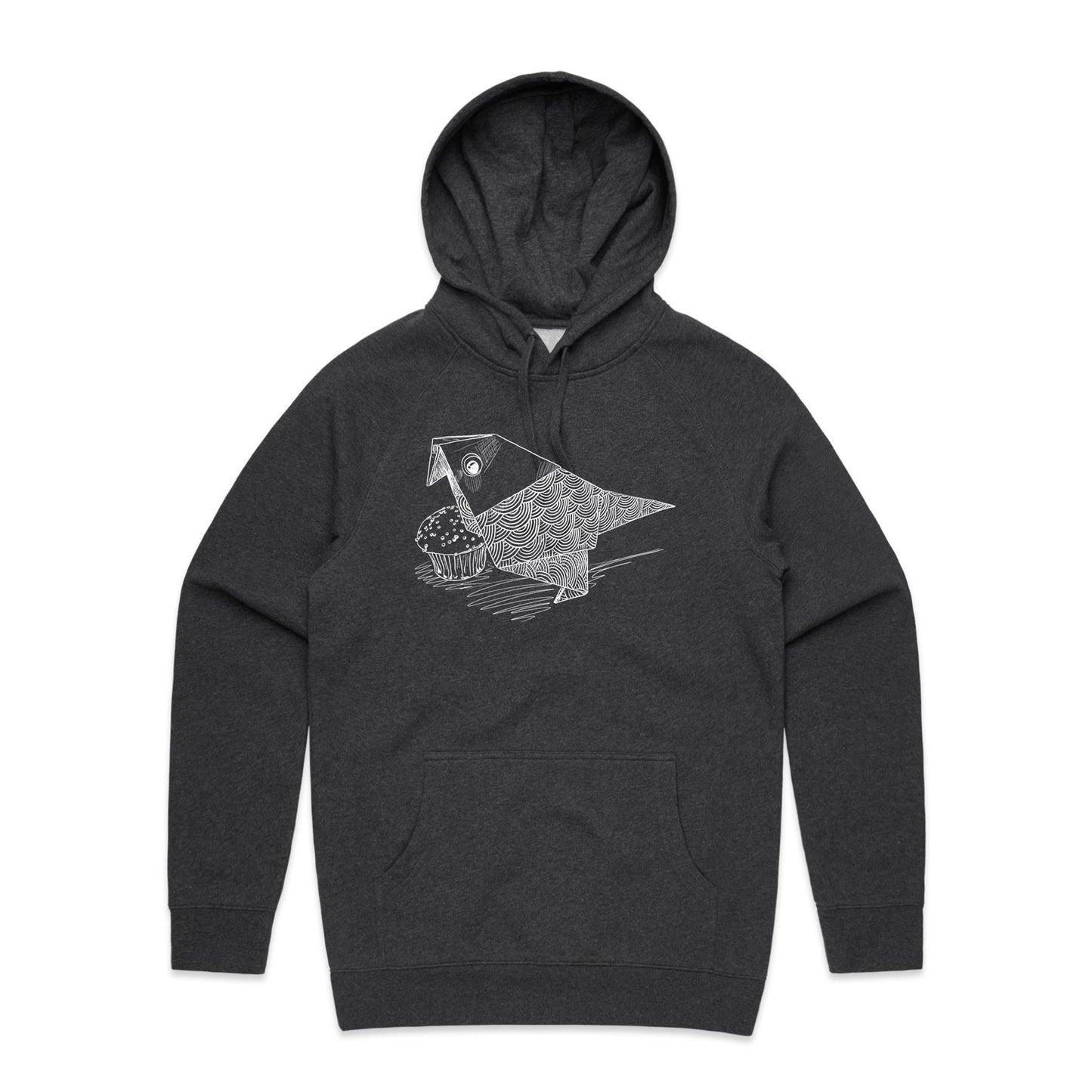 men’s hoodie origami bird with cake