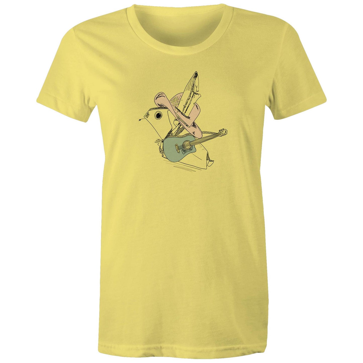 women’s tee green guitar origami cowboy