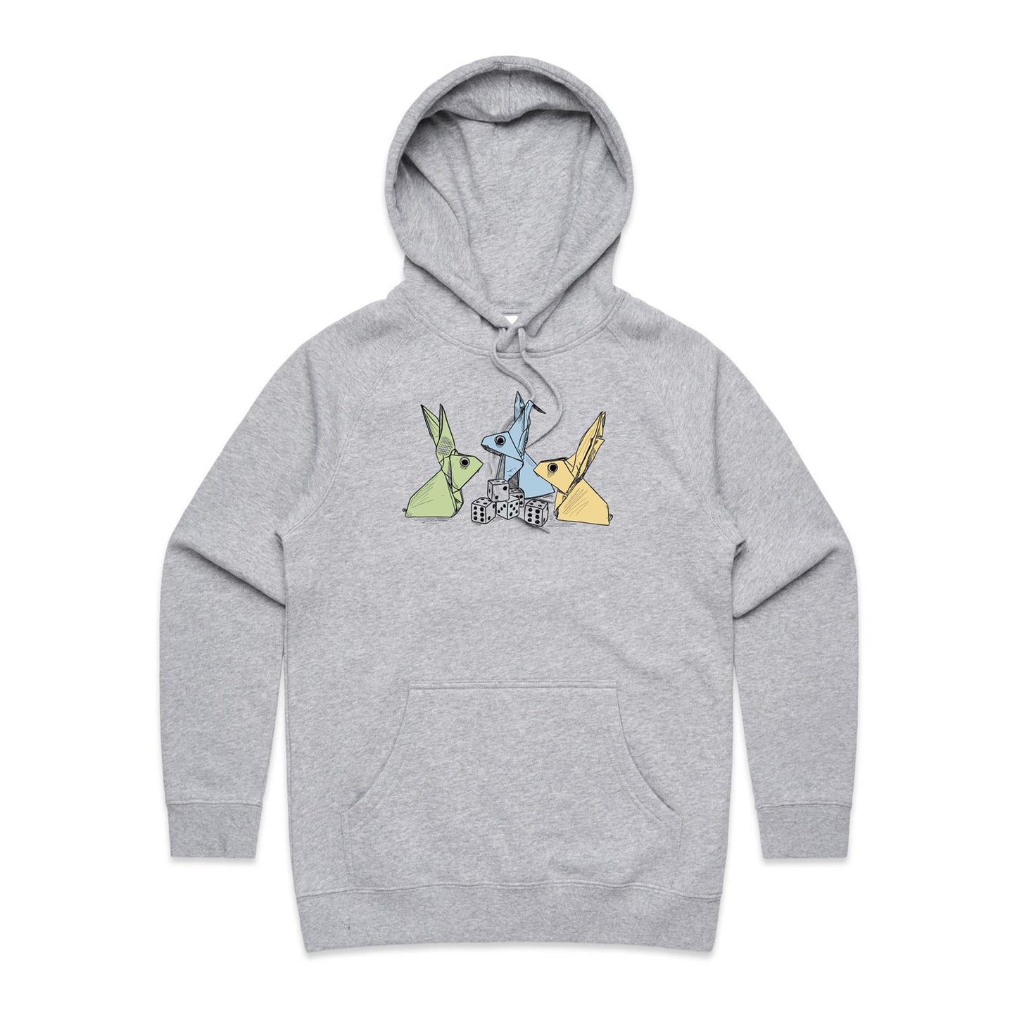 women’s hoodie origami rabbits with dice remix