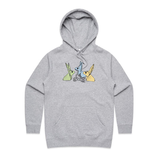women’s hoodie origami rabbits with dice remix
