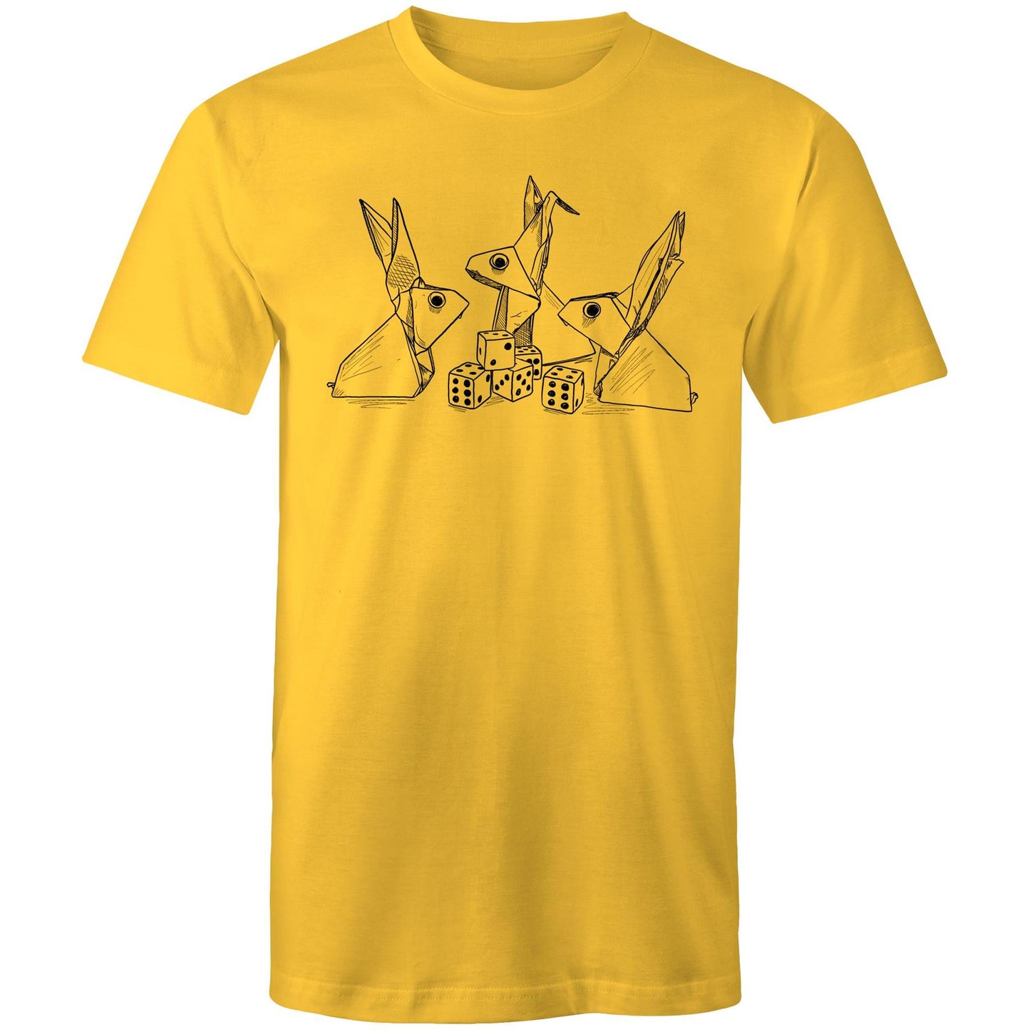 men’s tee origami rabbits with dice