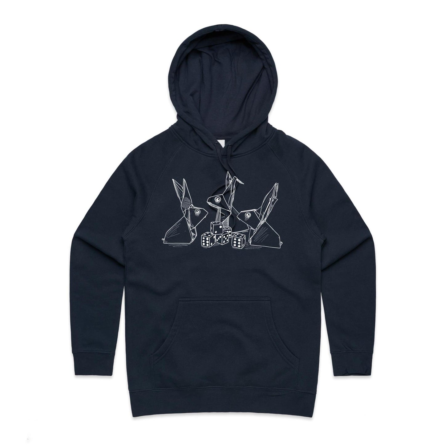 women’s hoodie origami rabbits with dice