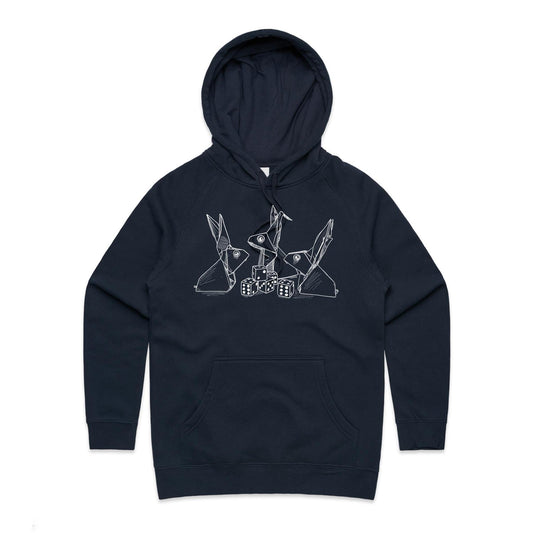women’s hoodie origami rabbits with dice